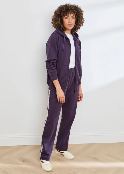 Cotton Traders Blackcurrant Hooded Zip Through Sweat Top - XL Image 1