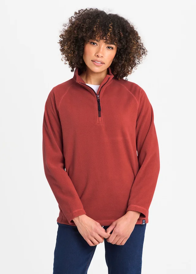 Cotton Traders Burnt Umber Microfleece Half Zip Top