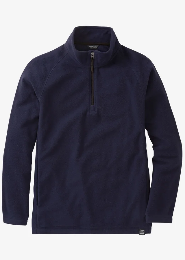 Cotton Traders Navy Microfleece Half Zip Top