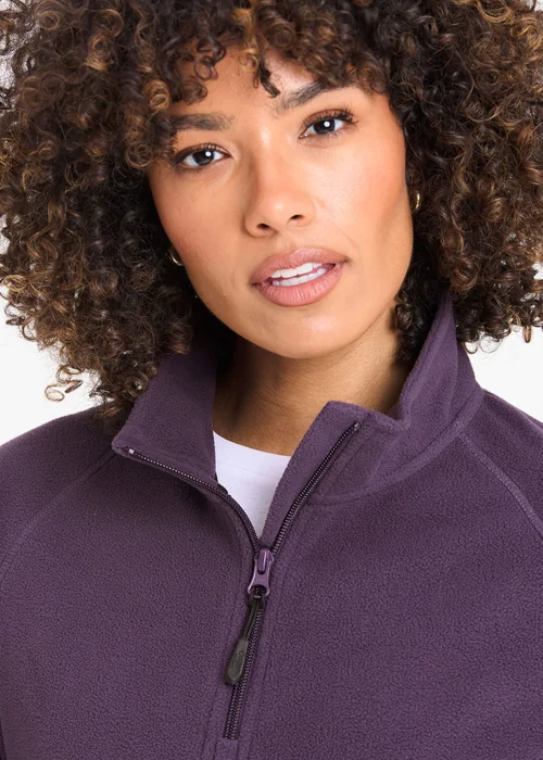 Cotton Traders Blackcurrant Microfleece Half Zip Top - M Image 3