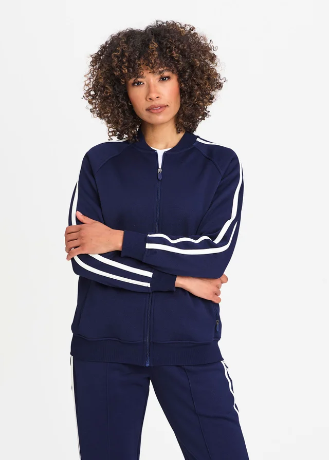Cotton Traders Marine Zip through Track Top