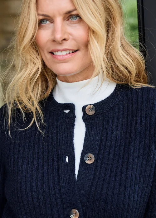Cotton Traders Navy Cosy Button Cardigan - M Image 3