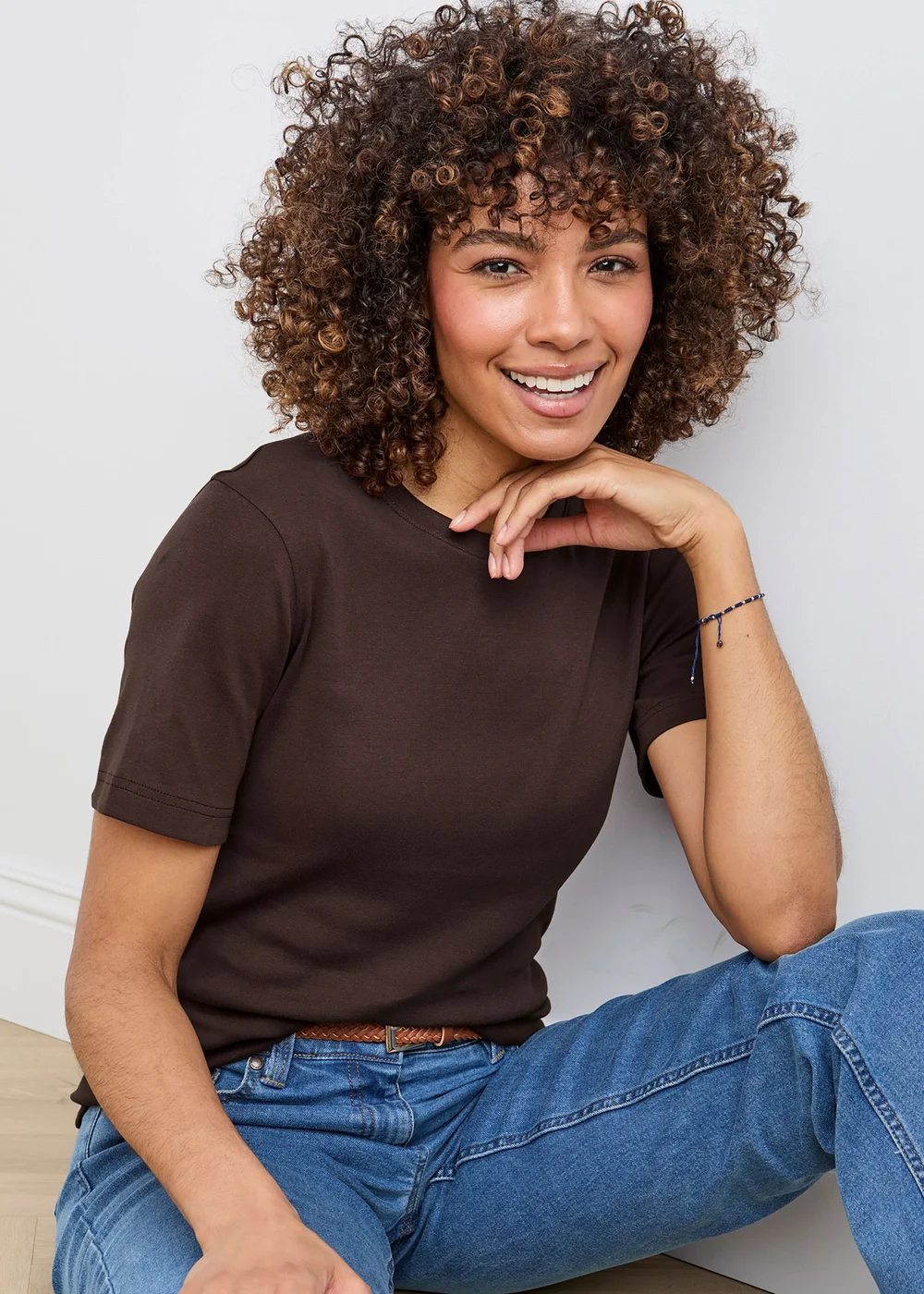 Cotton Traders Dark Chocolate Short Sleeve Crew Neck Base Layer Top - XL Image 1
