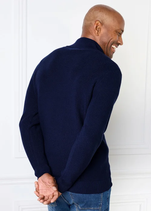 Cotton Traders Ink Rib Knit Zip Neck Jumper - 2XL Image 3
