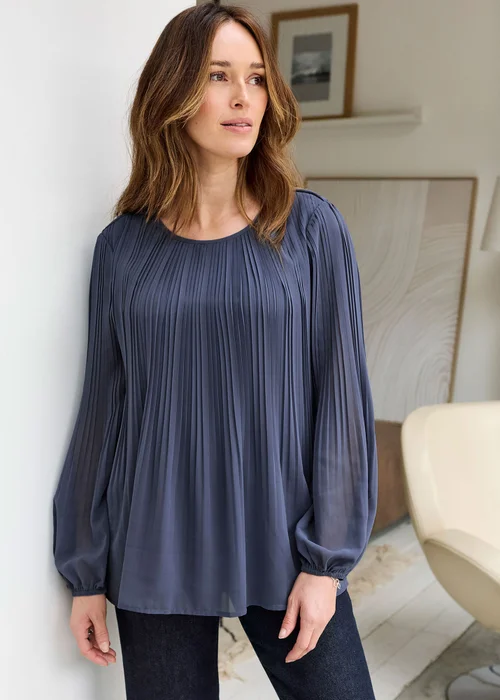Cotton Traders Airforce Pleated Chiffon Blouse - 10 Image 2
