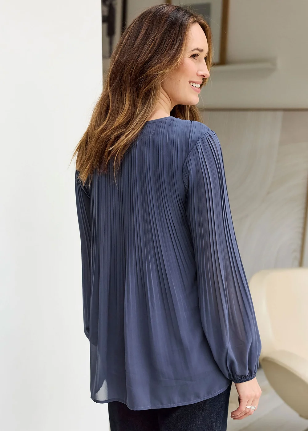 Cotton Traders Airforce Pleated Chiffon Blouse - 10 Image 3