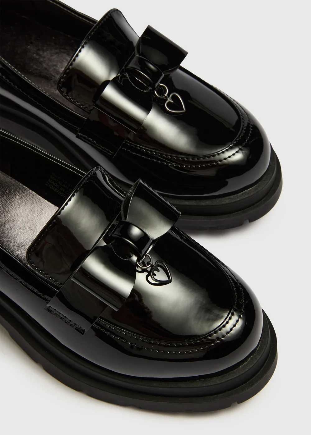 Girls Black Patent Chunky Bow Loafer (Younger 10-Older 6) - Size 10 Infants Image 2