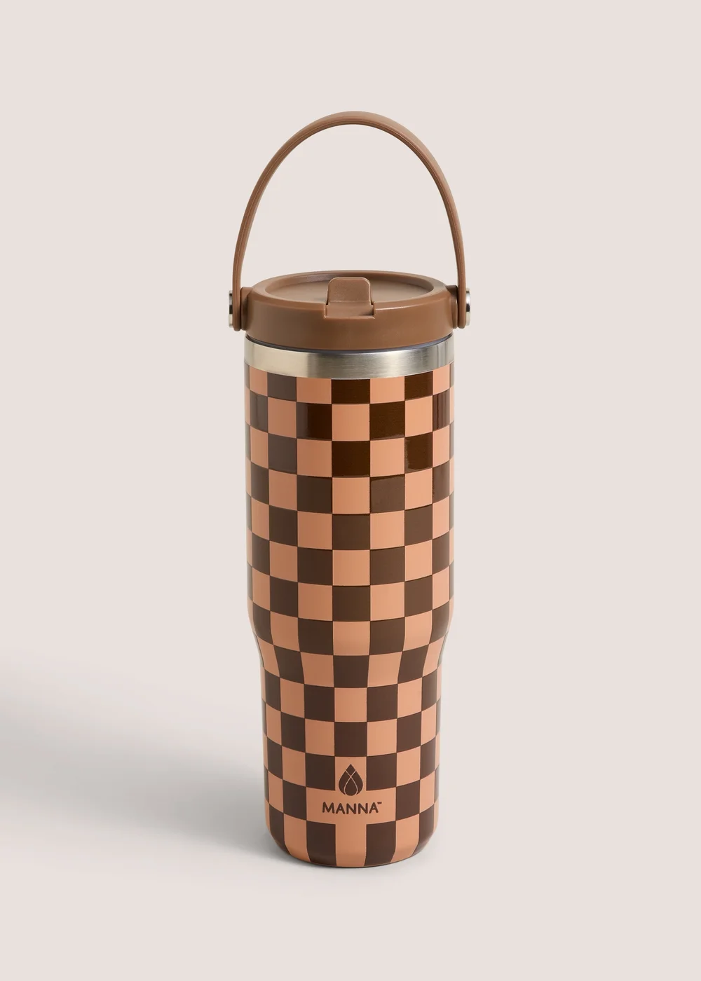 Brown Check Handled Tumbler Bottle Image 1