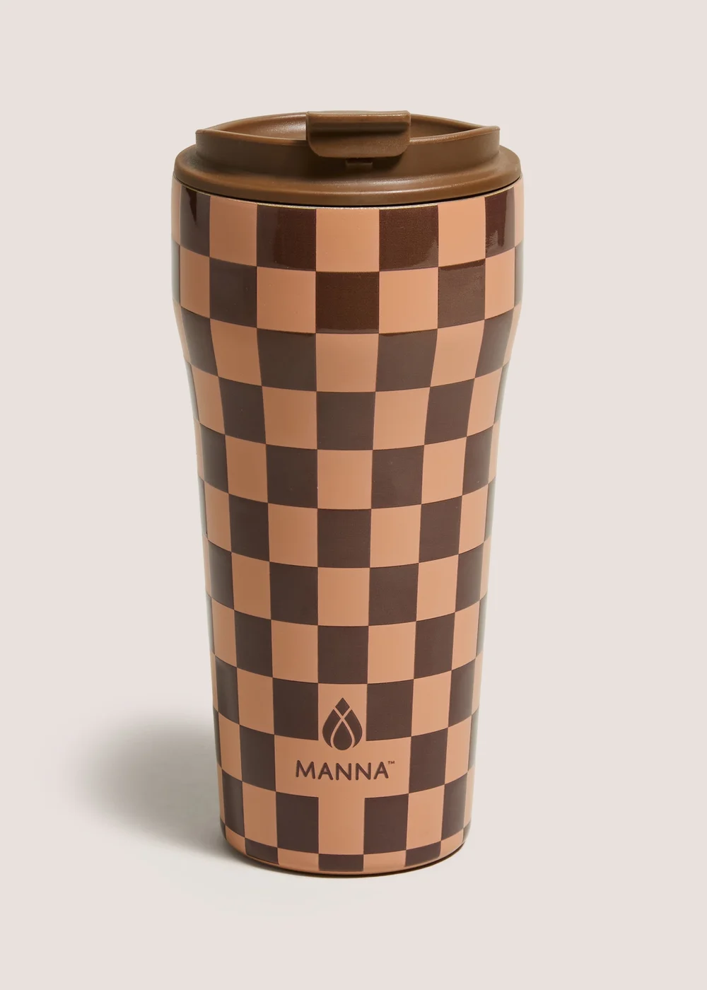 Brown Check Cafe Tumbler Bottle Image 1