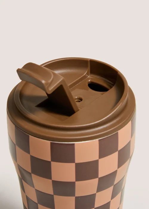 Brown Check Cafe Tumbler Bottle Image 2