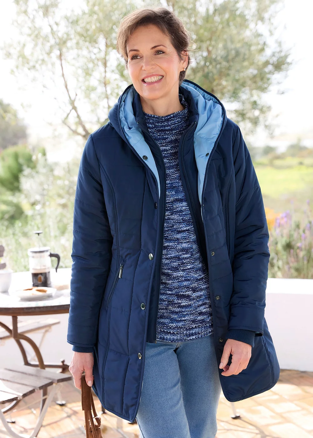 Cotton Traders Navy Padded Hooded Jacket - 20 Image 1