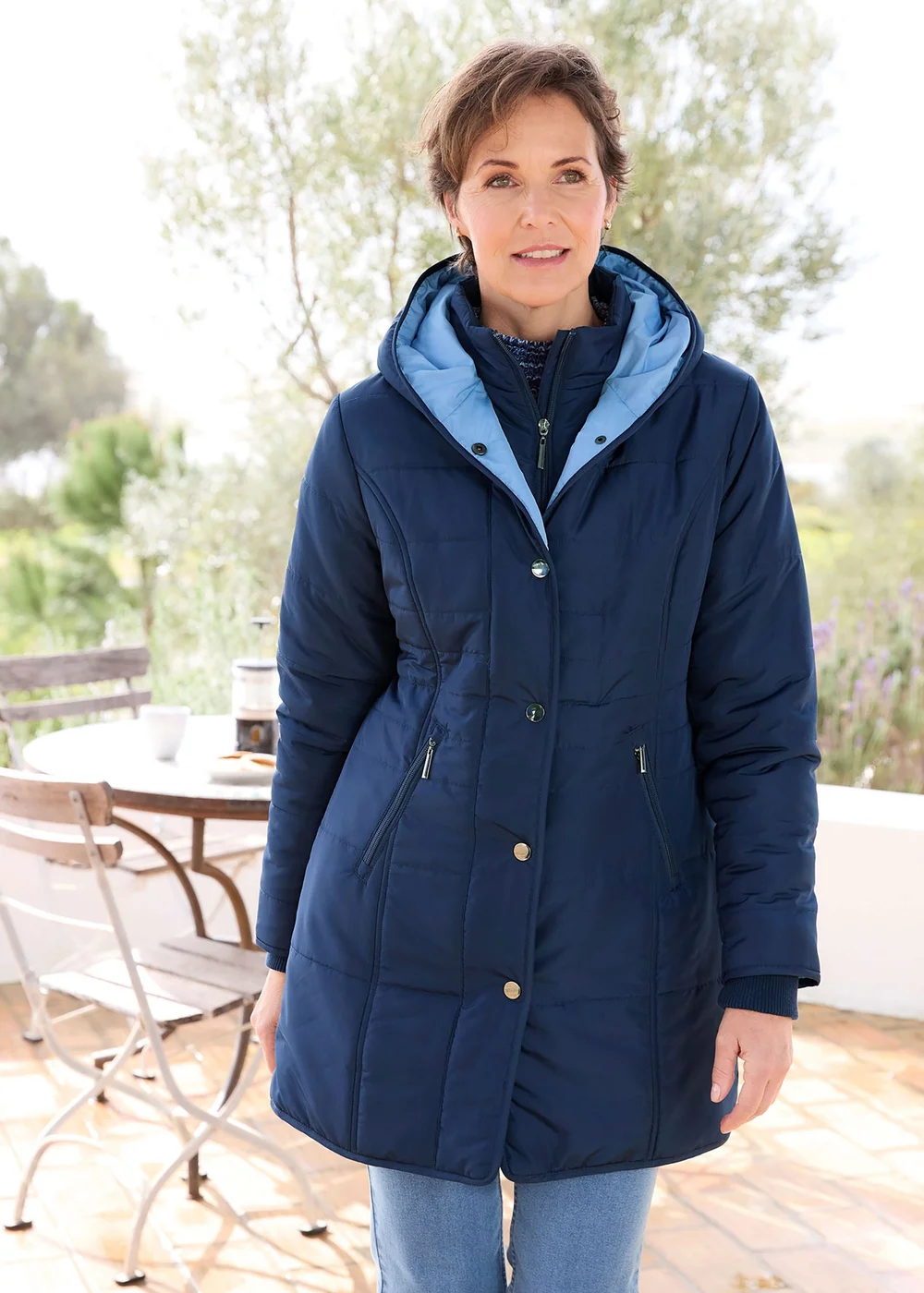 Cotton Traders Navy Padded Hooded Jacket - 20 Image 2
