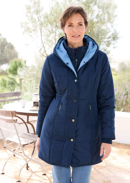 Cotton Traders Navy Padded Hooded Jacket - 20 Image 2