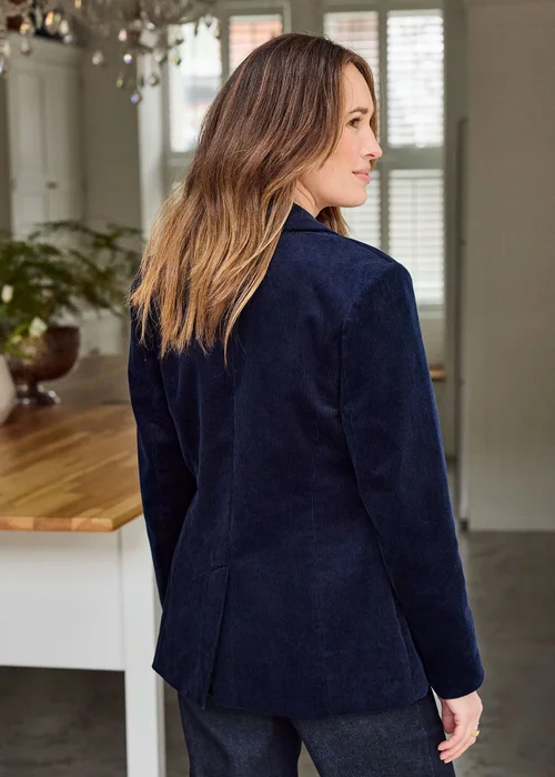 Cotton Traders Navy Single Breasted Cord Blazer - 12 Image 3