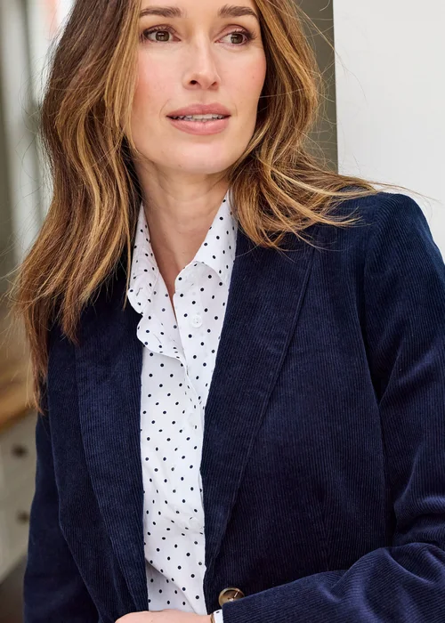 Cotton Traders Navy Single Breasted Cord Blazer - 12 Image 4