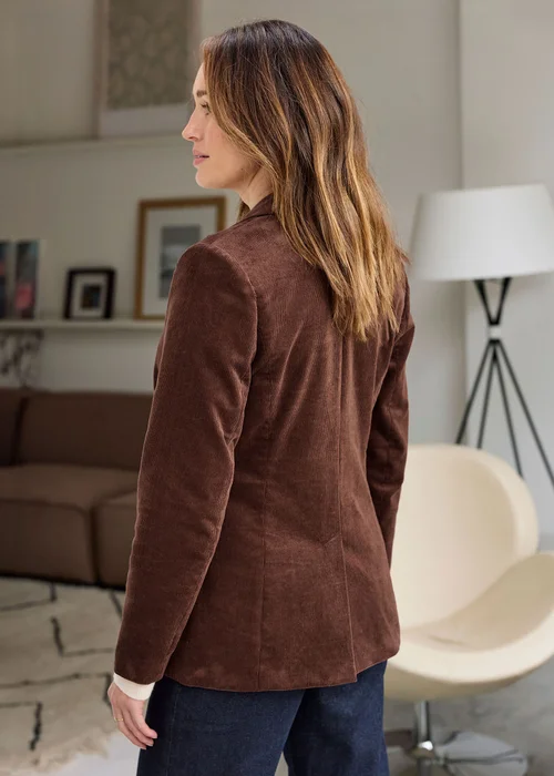 Cotton Traders Dark Brown Single Breasted Cord Blazer - 20 Image 3