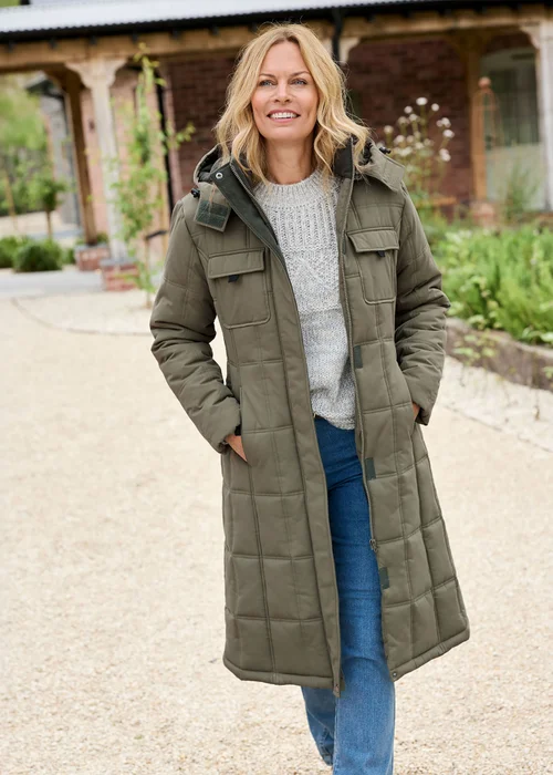 Cotton Traders Dark Forest Long Padded Hooded Coat - 14 Image 2