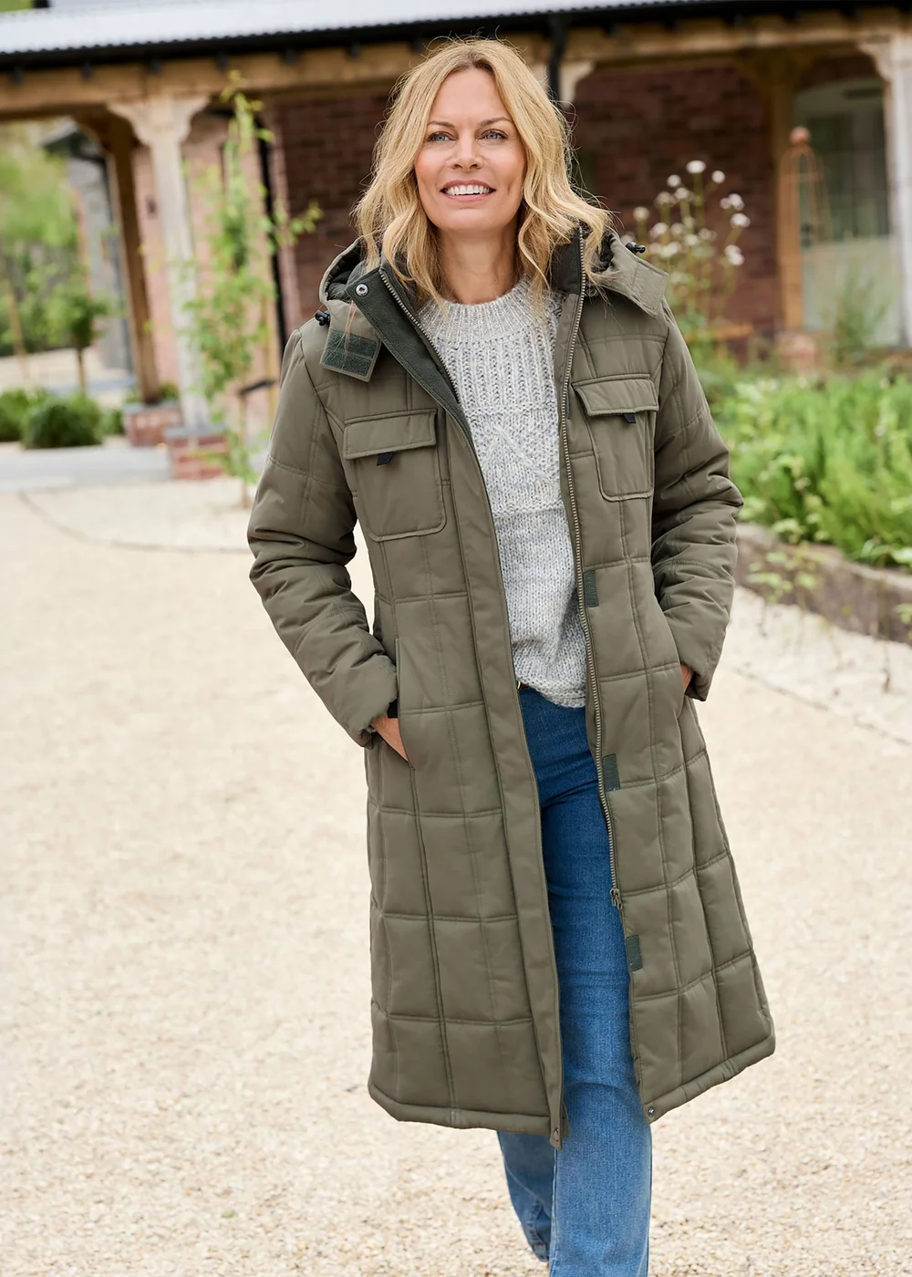 Cotton Traders Dark Forest Long Padded Hooded Coat - 20 Image 2