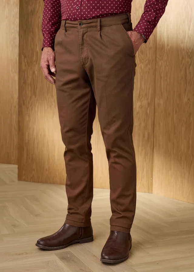 Cotton Traders Dark Brown Signature Dobby Texture Chino