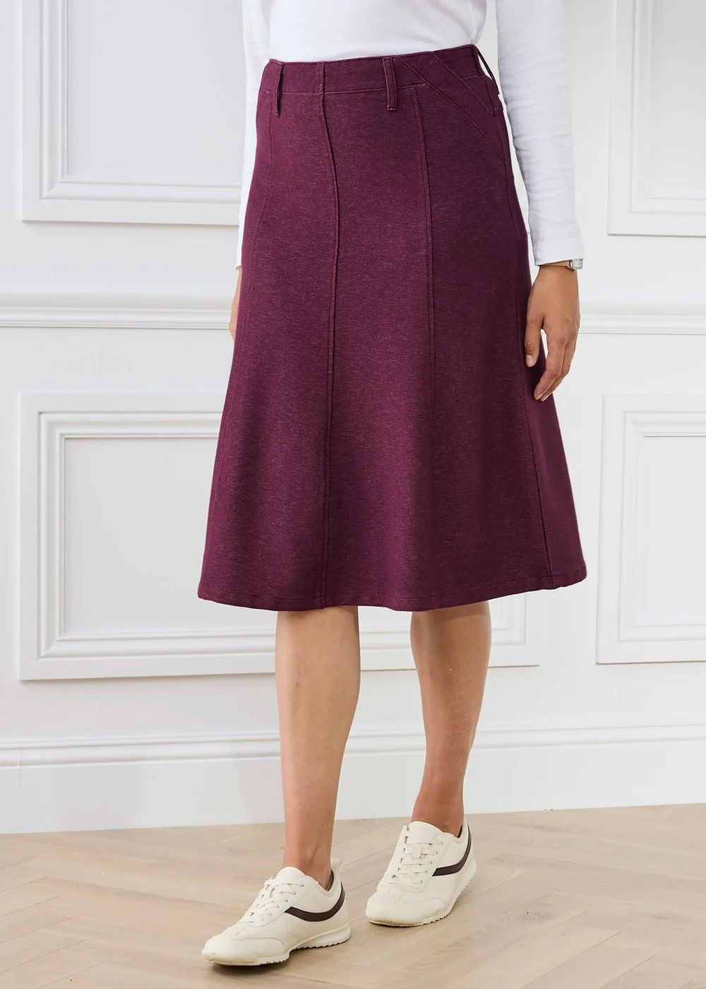 Cotton Traders Mulberry Jersey Denim Pull-On Midi Skirt - 24 Image 2