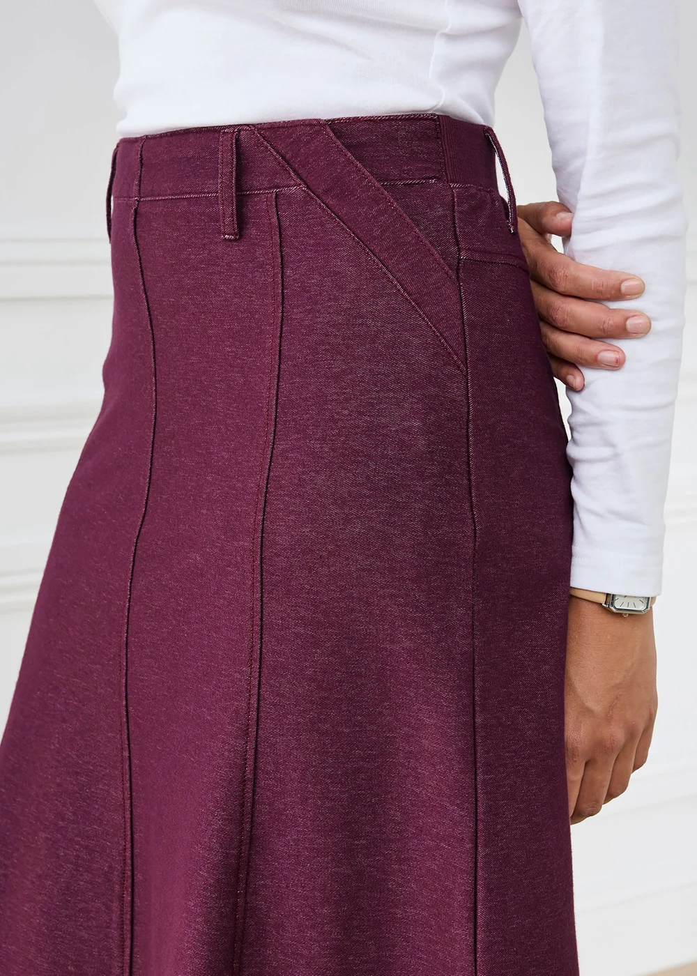 Cotton Traders Mulberry Jersey Denim Pull-On Midi Skirt - 24 Image 4