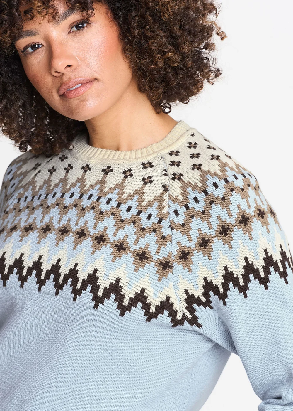 Cotton Traders Blue Sky Cotton Fair Isle Crew Neck Jumper - 3XL Image 4