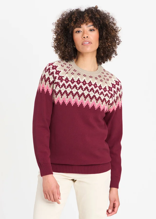 Cotton Traders Ruby Cotton Fair Isle Crew Neck Jumper