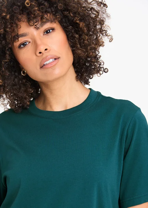 Cotton Traders Dark Teal Crew Neck T-Shirt - XS Image 3