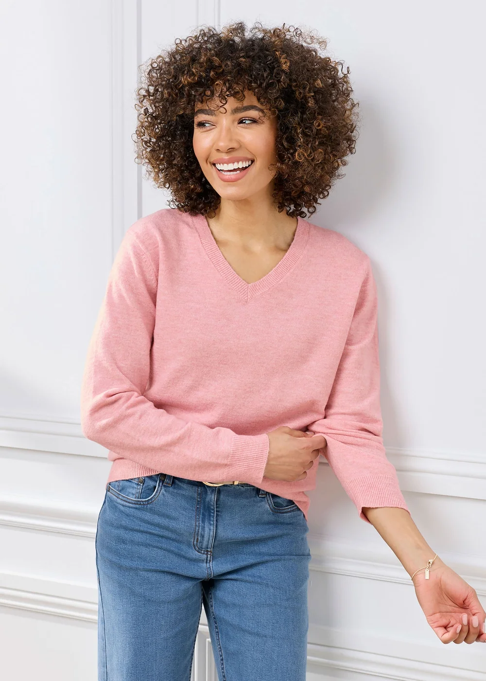 Cotton Traders Rose Fine Knit V-Neck Jumper - 20 Image 2