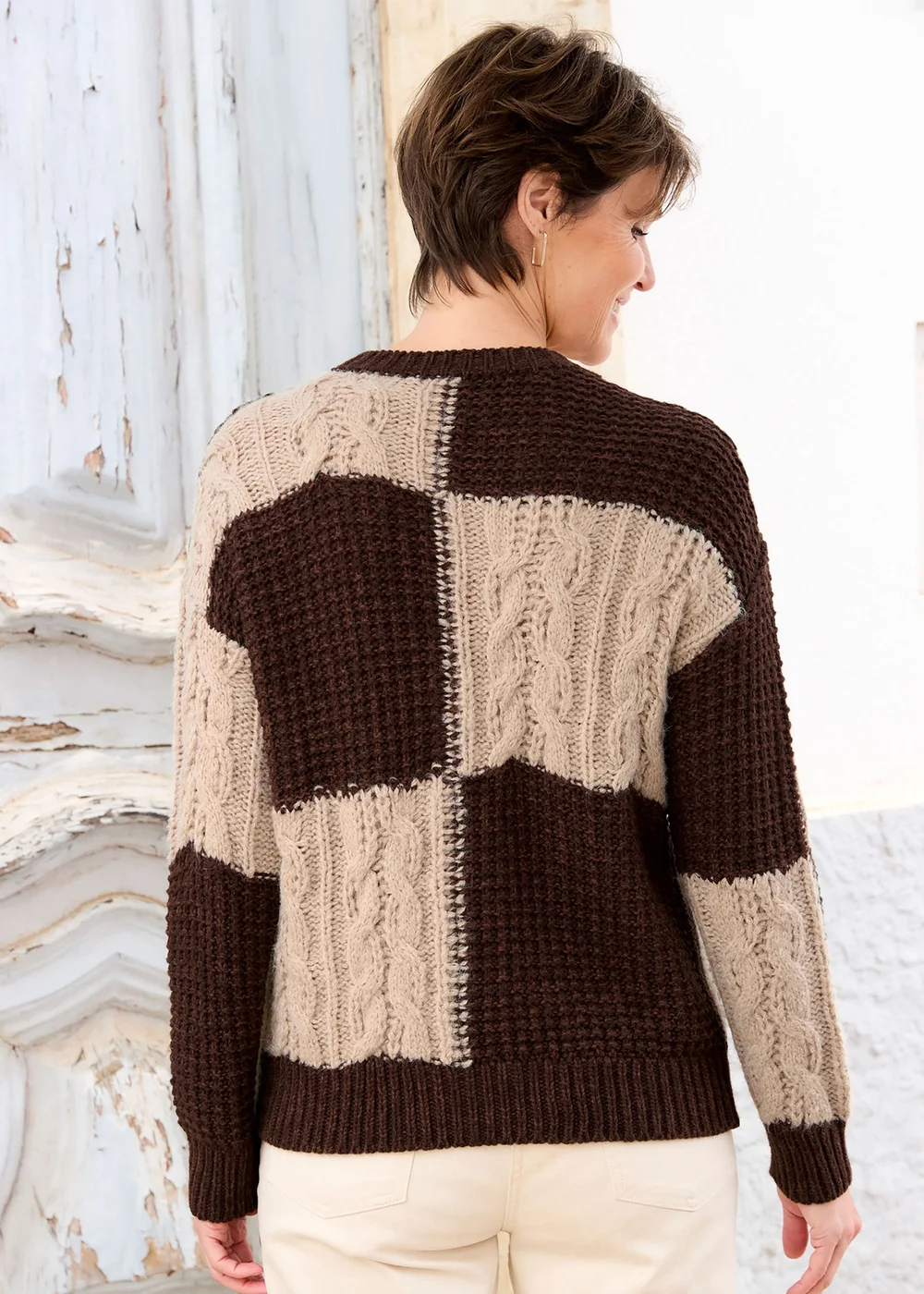 Cotton Traders Chocolate Patchwork Jumper - 20 Image 3