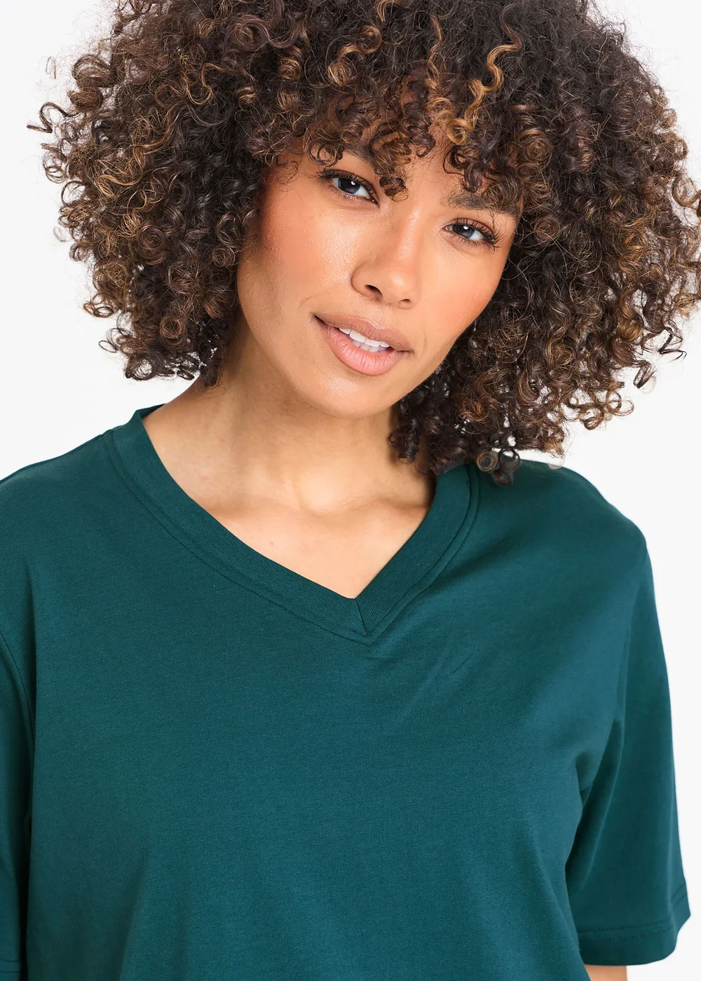 Cotton Traders Dark Teal V Neck T-Shirt - 5XL Image 3