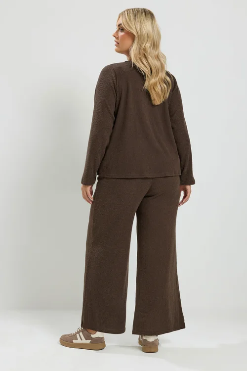 Yours Curve Chocolate Brown Soft Touch Embroidered Cardigan Set - 26-28 Image 2