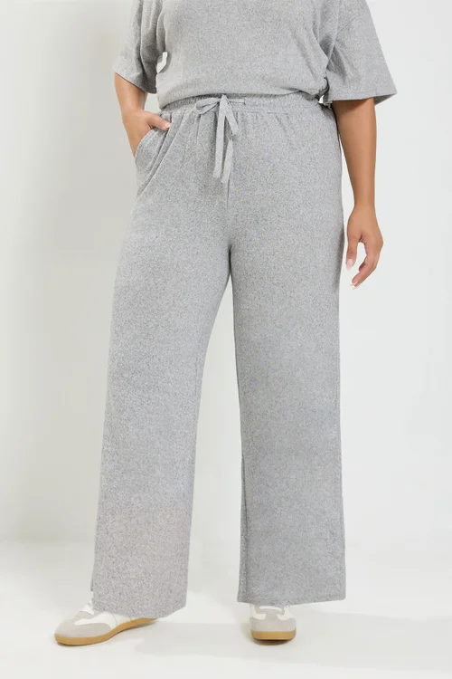 Yours Curve Grey Tie Waist Trousers - 26-28 Image 1