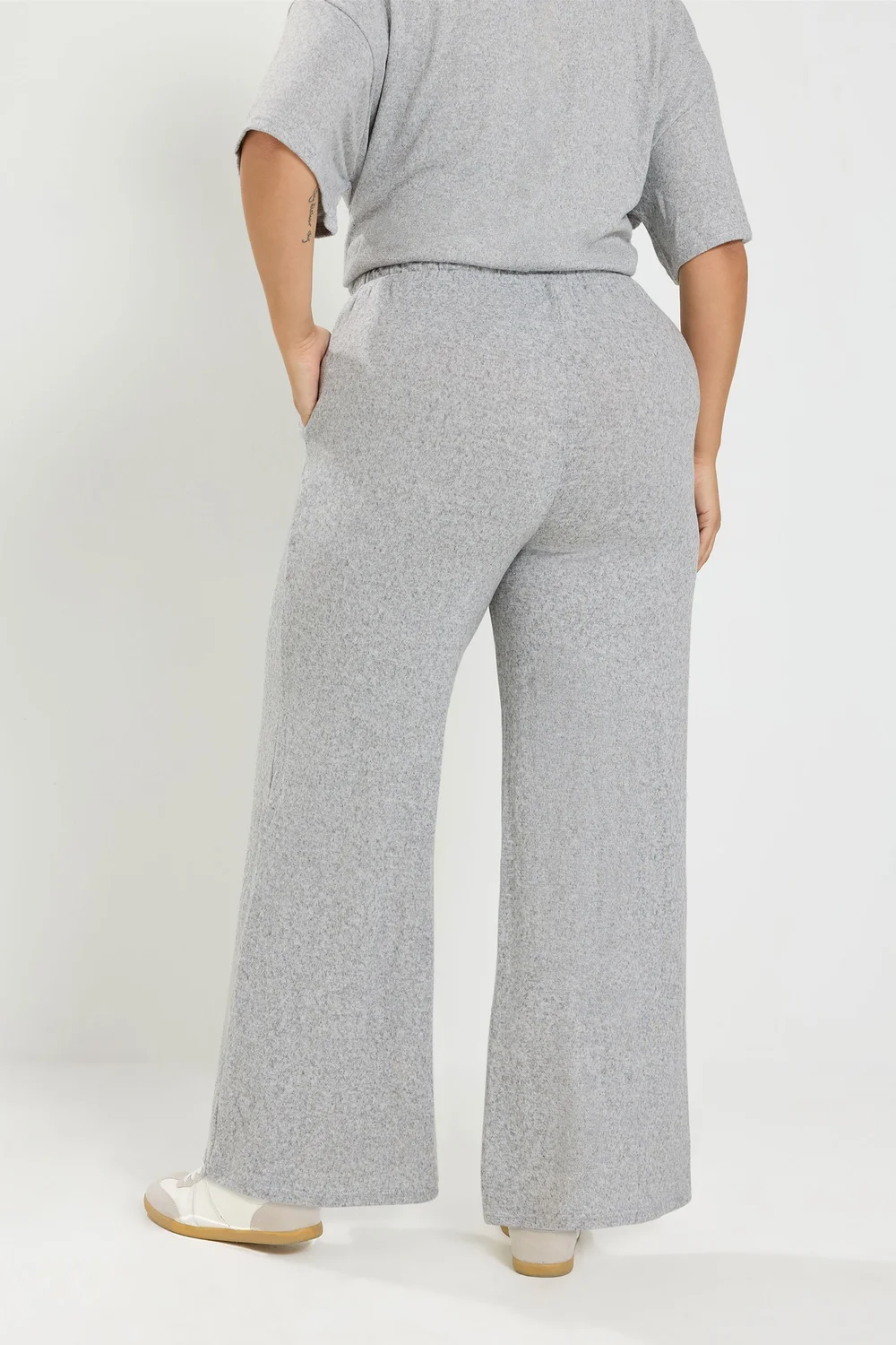 Yours Curve Grey Tie Waist Trousers - 26-28 Image 3