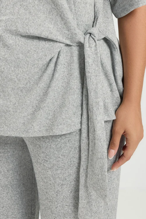 Yours Curve Grey Side Knot Soft Touch Top - 18 Image 4