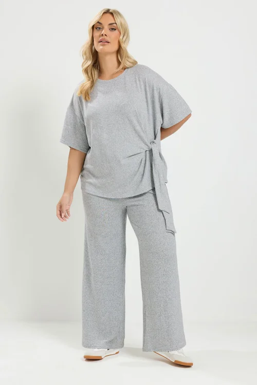Yours Curve Grey Side Knot Soft Touch Top - 18 Image 2