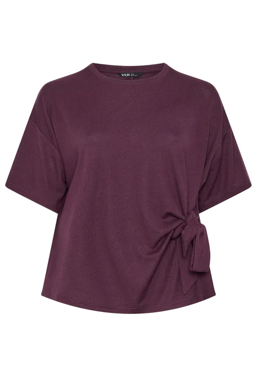 Yours Curve Purple Side Knot Soft Touch Top - 20 Image 5
