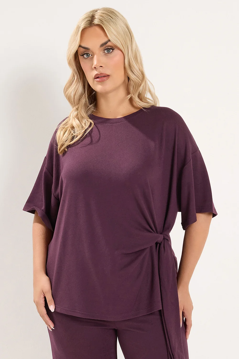 Yours Curve Purple Side Knot Soft Touch Top - 20 Image 1