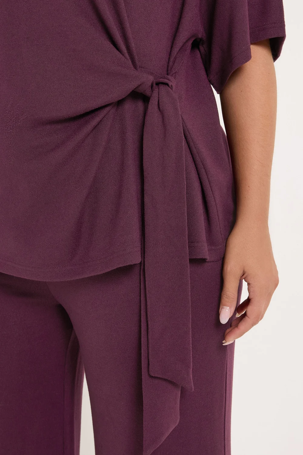 Yours Curve Purple Side Knot Soft Touch Top - 20 Image 4