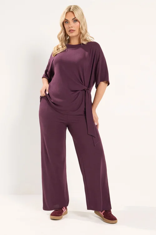 Yours Curve Purple Side Knot Soft Touch Top - 20 Image 2