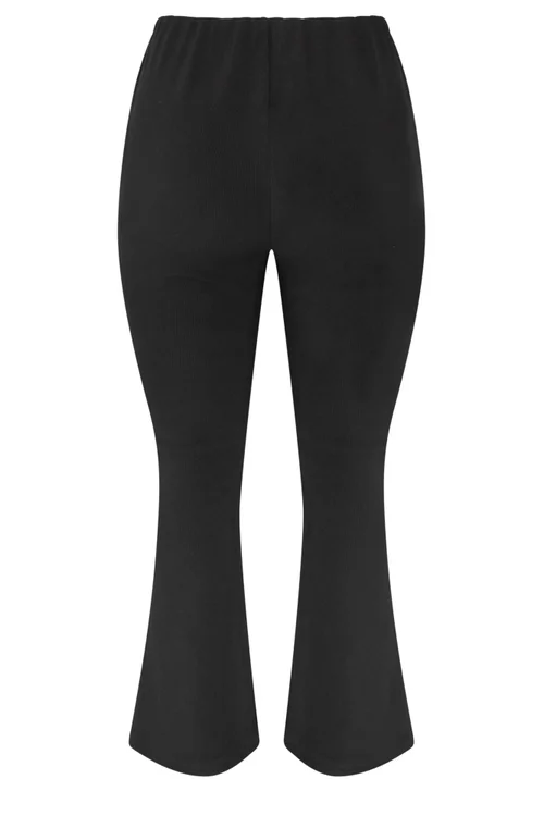 Yours Curve Black Flare Leggings - 28/L30 Image 3