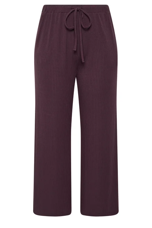 Yours Curve Purple Ribbed Pull On Trousers - 26-28/L30 Image 5