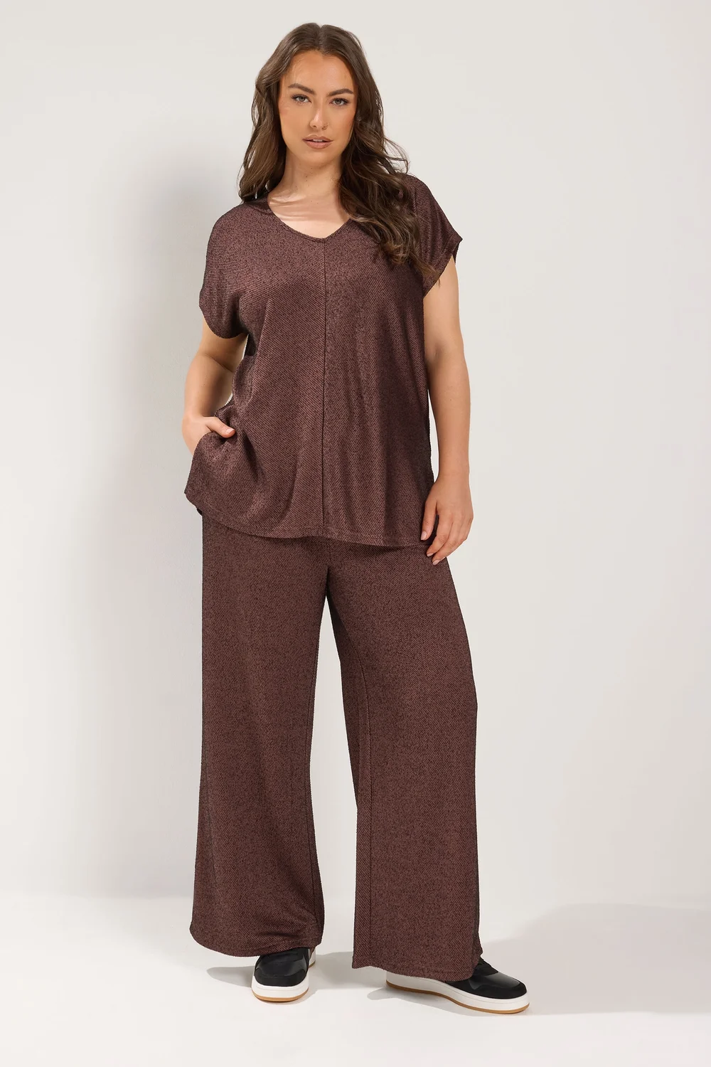 Yours Curve Chocolate Brown Formal Trousers - 26-28/L28 Image 1