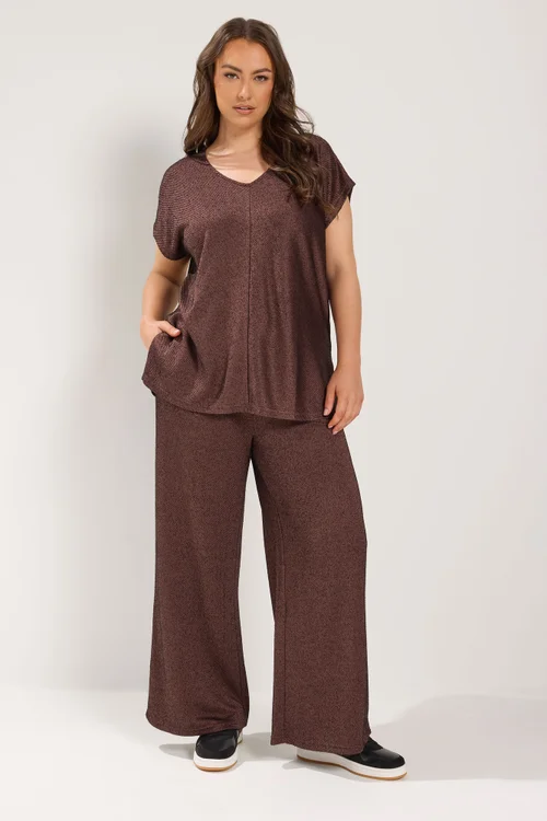 Yours Curve Chocolate Brown Formal Trousers - 26-28/L28 Image 1