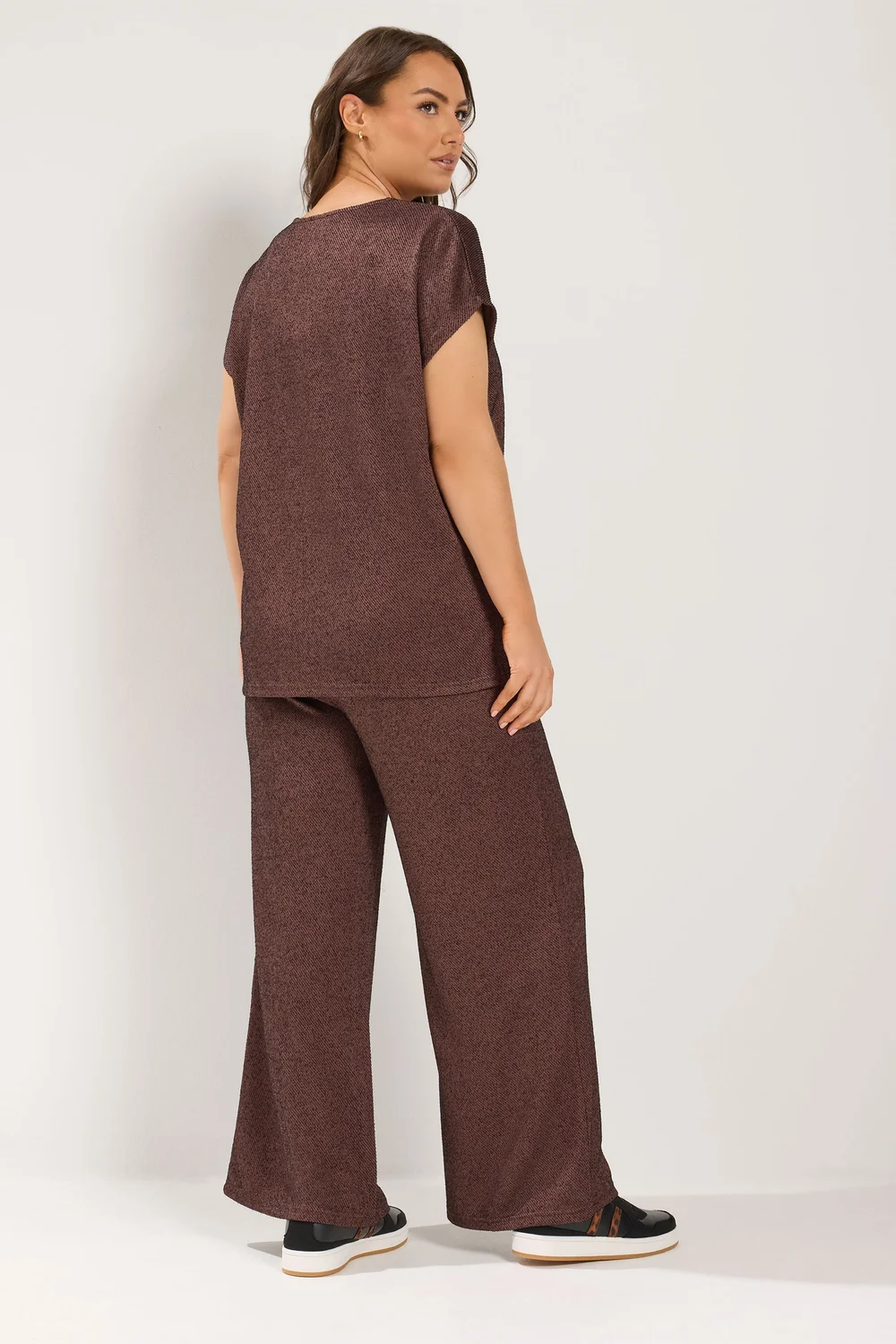 Yours Curve Chocolate Brown Formal Trousers - 26-28/L28 Image 3