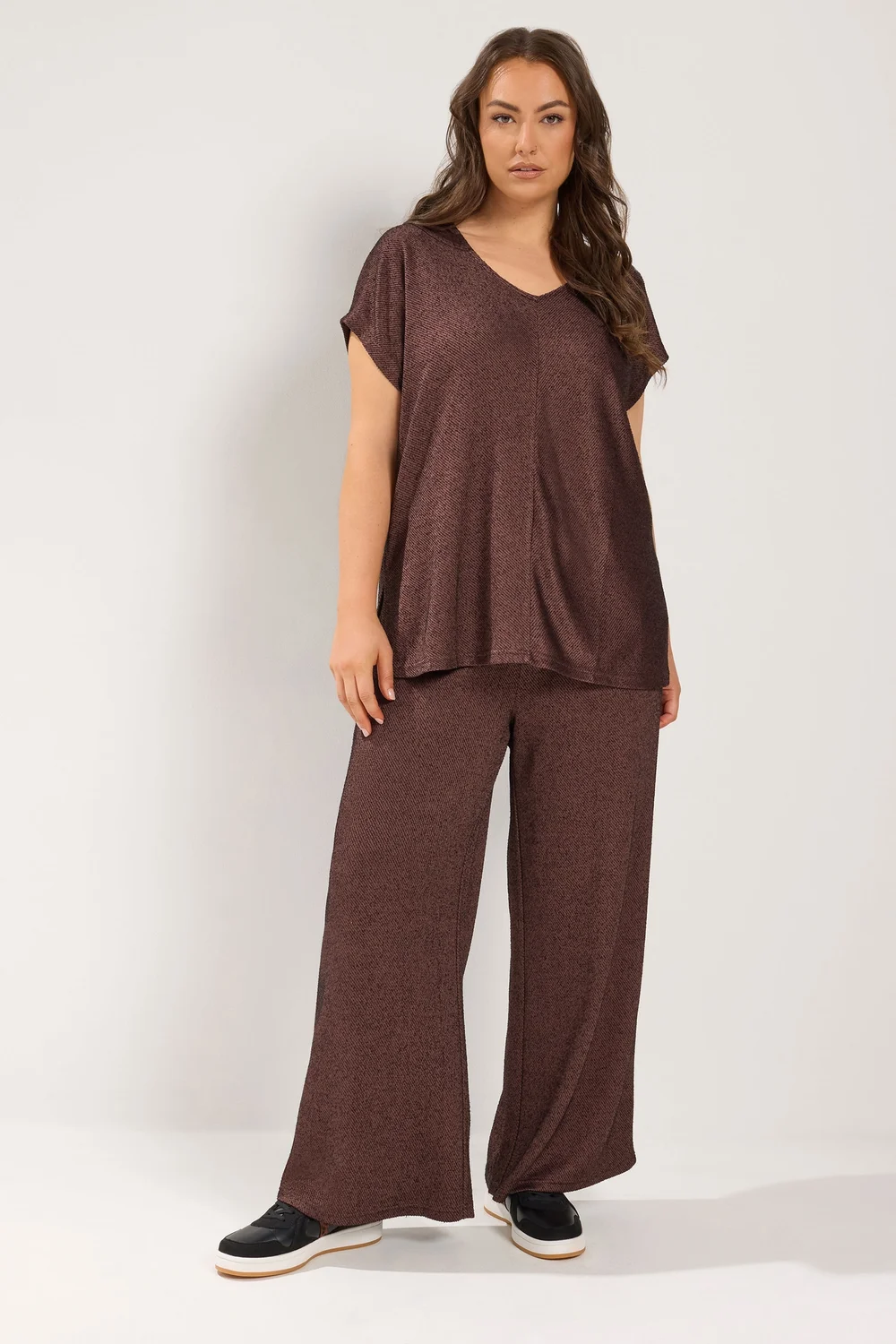 Yours Curve Chocolate Brown Formal Trousers - 26-28/L28 Image 2
