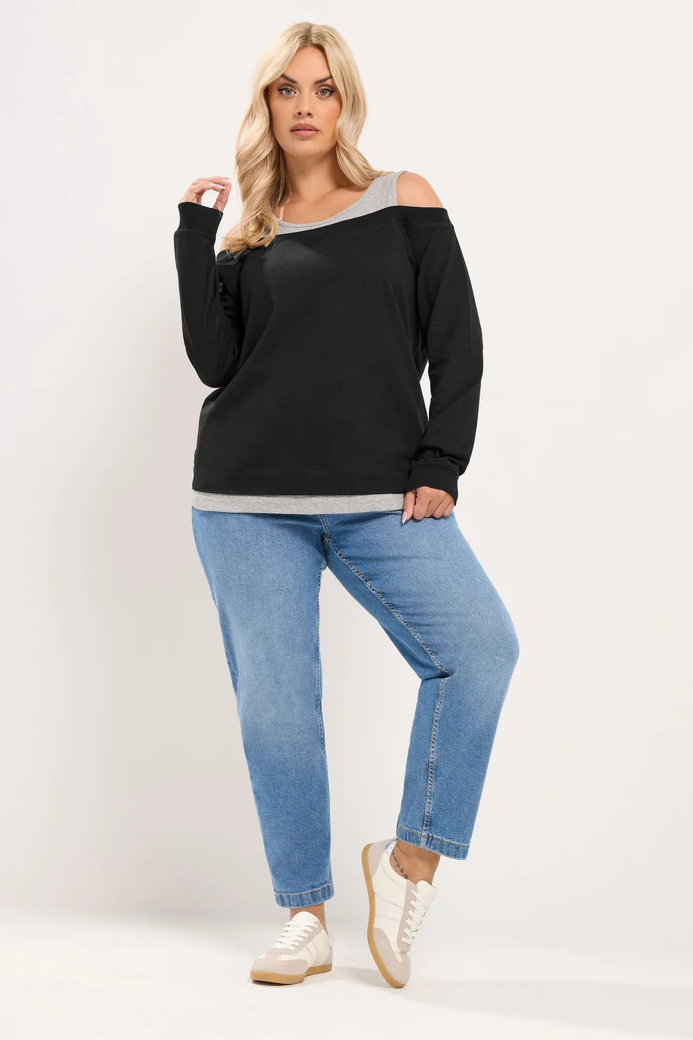 Yours Curve Black 2 In 1 Bardot Ribbed Trim Top - 14 Image 2