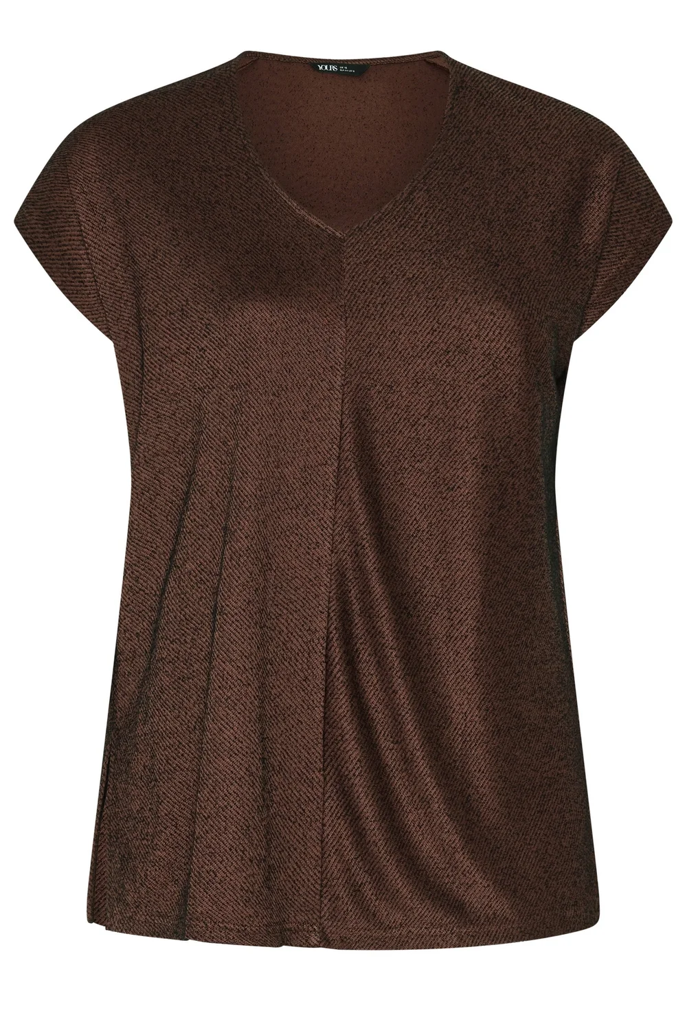 Yours Curve Chocolate Brown V-Neck Top - 14 Image 5