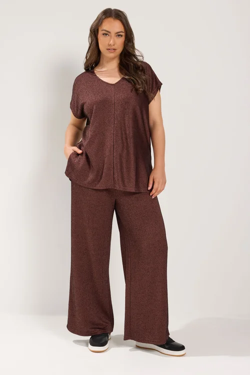Yours Curve Chocolate Brown V-Neck Top - 14 Image 2