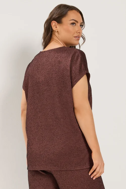 Yours Curve Chocolate Brown V-Neck Top - 14 Image 3